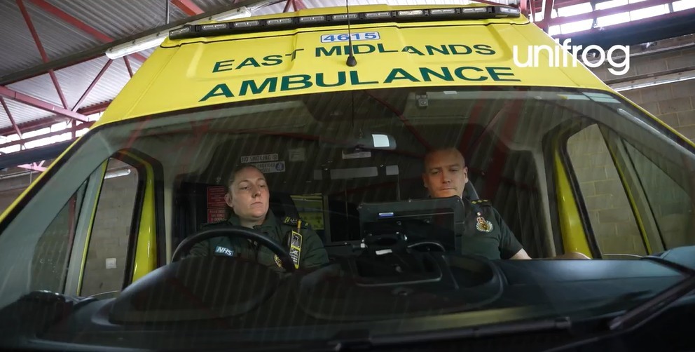 Emma and Peter in an ambulance